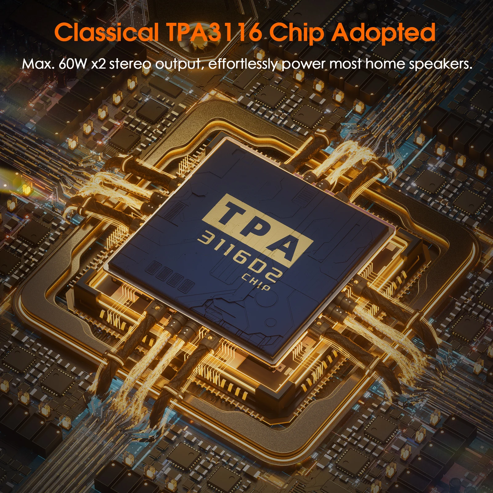 Nobsound NS-06G HiFi TPA3116 Amplificador Digital Home Desk Power Amp 60W × 2 com Adaptador de Alimentação