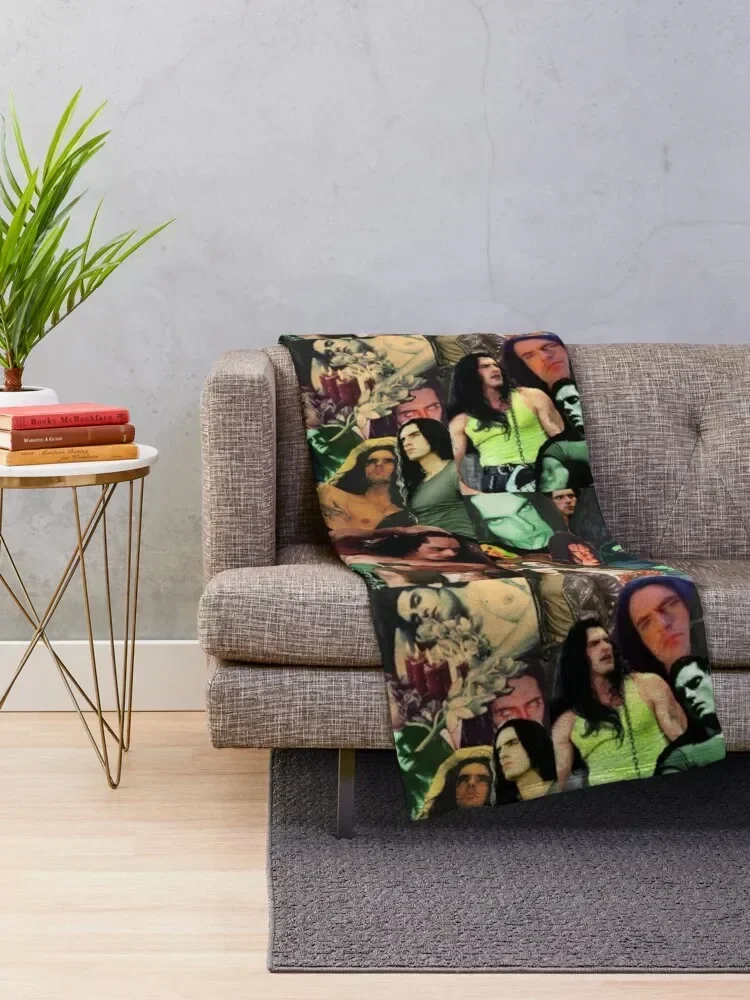 Type O Negative: Peter Steele Dark Goth Collage Edit II Throw Blanket Warm Soft Plush Plaid Beach Blankets