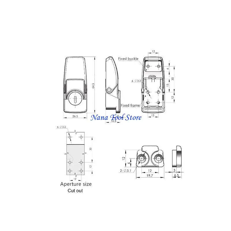 31GJ Cabinet Black Coated Metal Hasp for Latch DK604 Security Toggle Lock With Two Ke