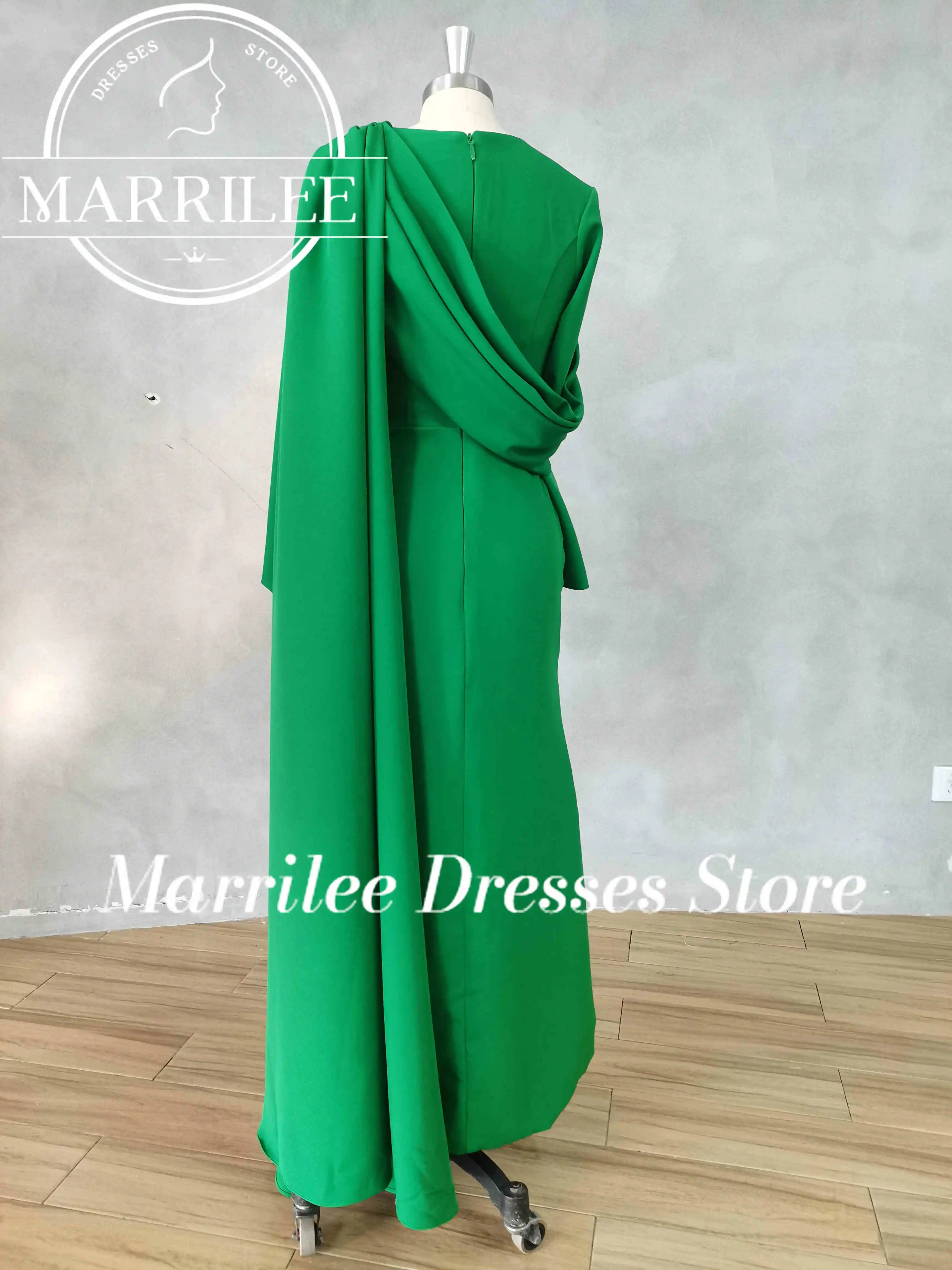 Marrilee vestidos de noite personalizados, decote plissado, manga comprida, vestidos de casamento para mulheres, botão simples, vestidos de baile