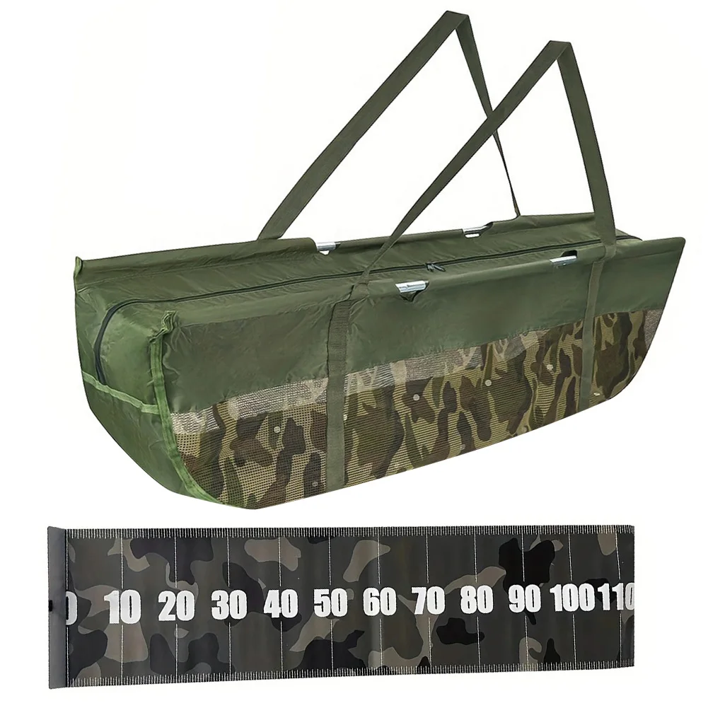 

Сверхмощные рыболовные весовые мешки, измерительная линейка, складная транспортная сумка для окуня, карпа, складная конструкция, легко хранить и переносить