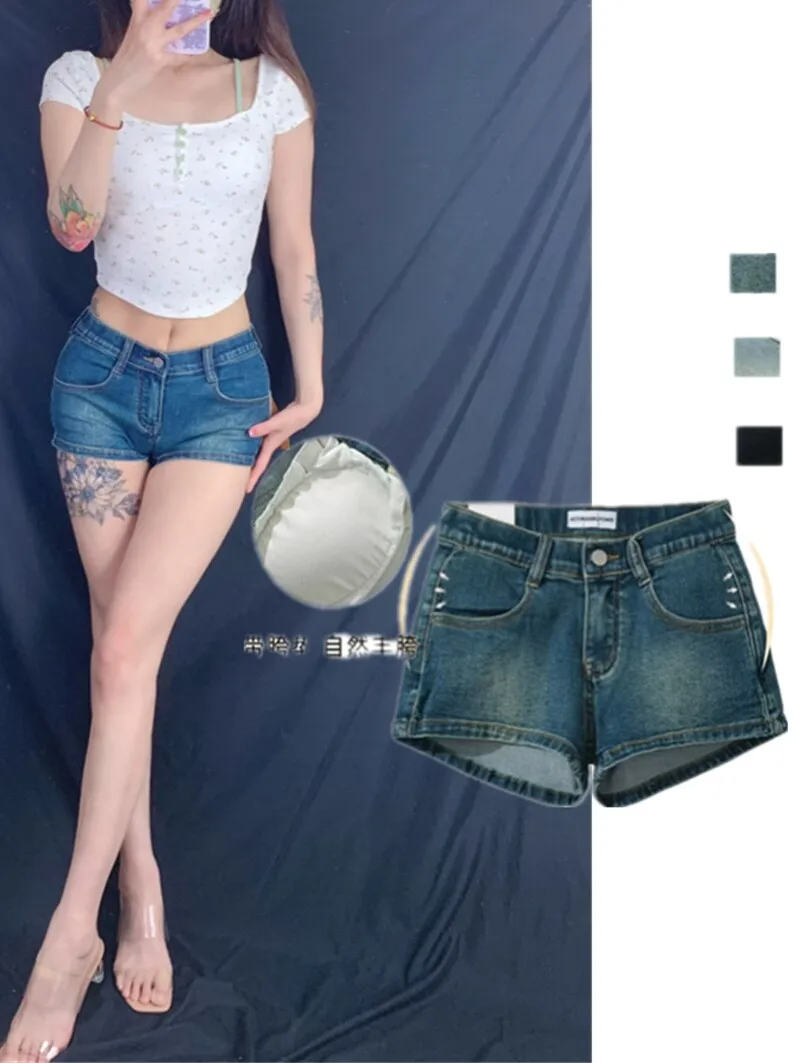 

Сексуальные джинсы с низкой талией в американском стиле ретро, супер ор, ультрафио, горячие брюки с эффектом длинных ног, летние женские джинсы...