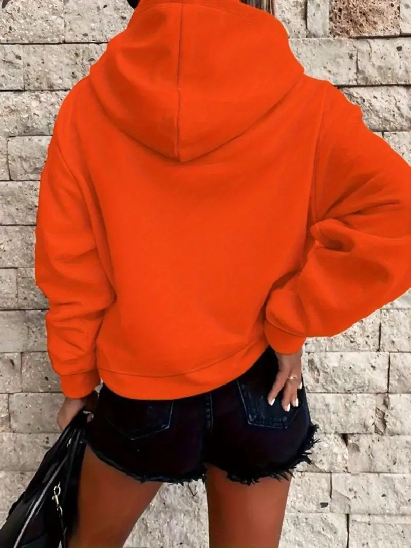Loose fitting soft hooded pullover for daily commuting, versatile women's fashion top