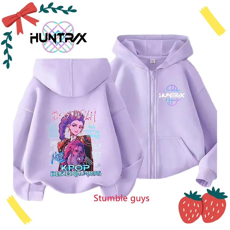 

Kpop Demon Slayer Kids Zipper Hoodie Spring Autumn Fashion Print Boys Girls Clothes Match Skirts Sweatshirt