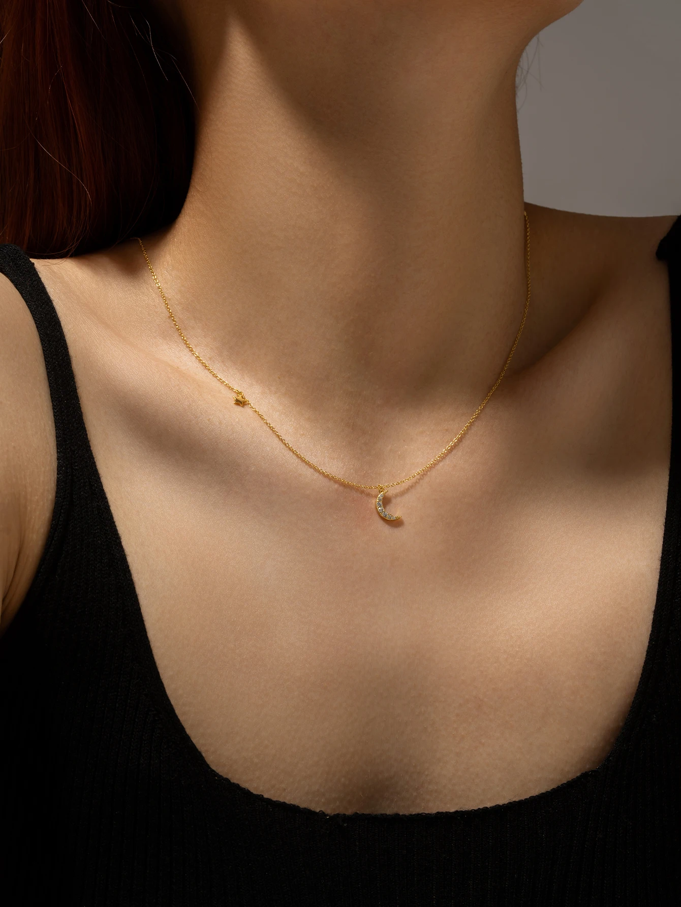 ANDYWEN 925 Sterling Silver Necklace with Zircon CZ Moon Star Pendant  Long Chain Women Elegant Wedding Jewelry Crystal Luxury
