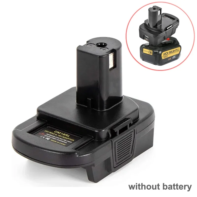 DM18RL Battery Adapter for Dewalt for Milwaukee 20V/18V Li-Ion Battery Convert to for Ryobi 18V P108 ABP1801 Battery with USB