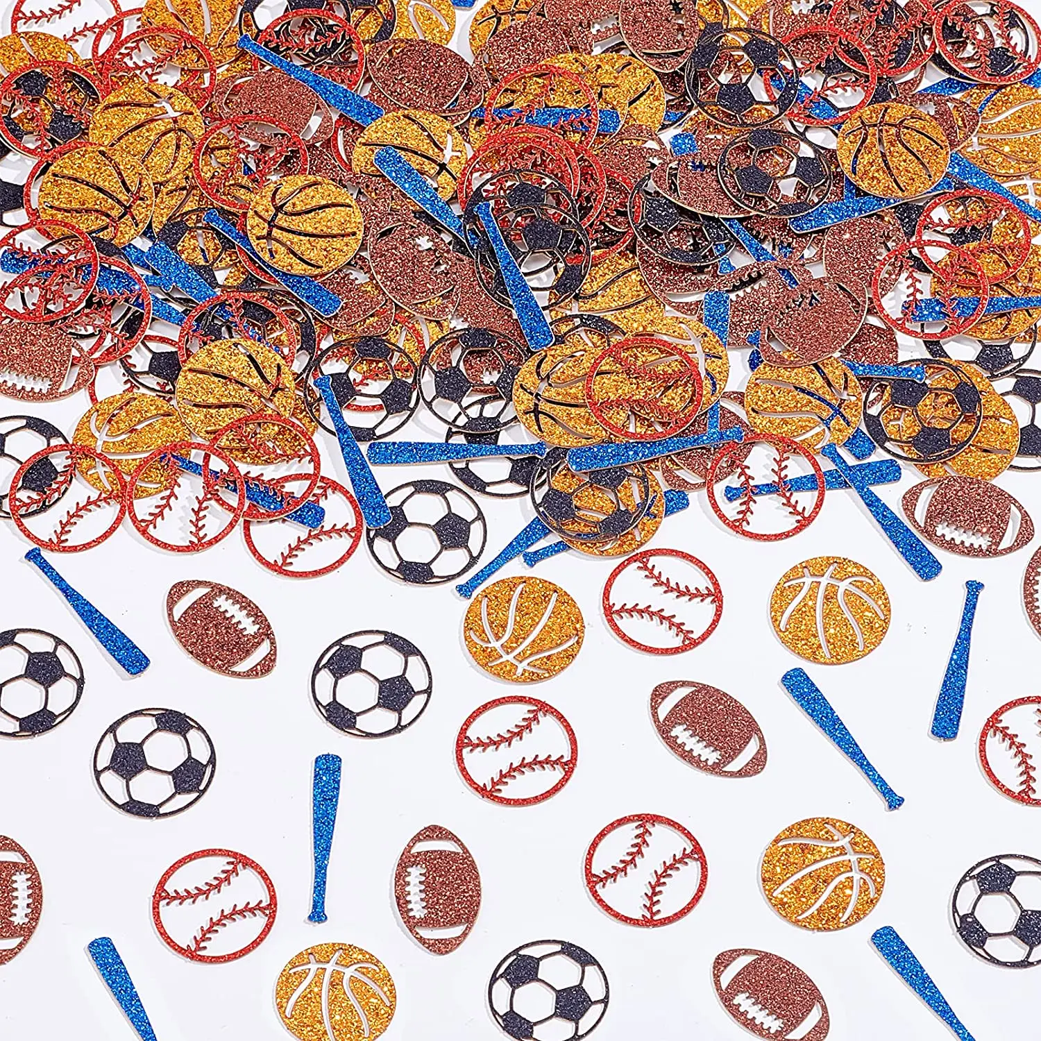 

200Pcs Sports Confetti for Tables Glitter Basketball Baseball Football Soccer Ball Confetti Sports Birthday Party Decorations