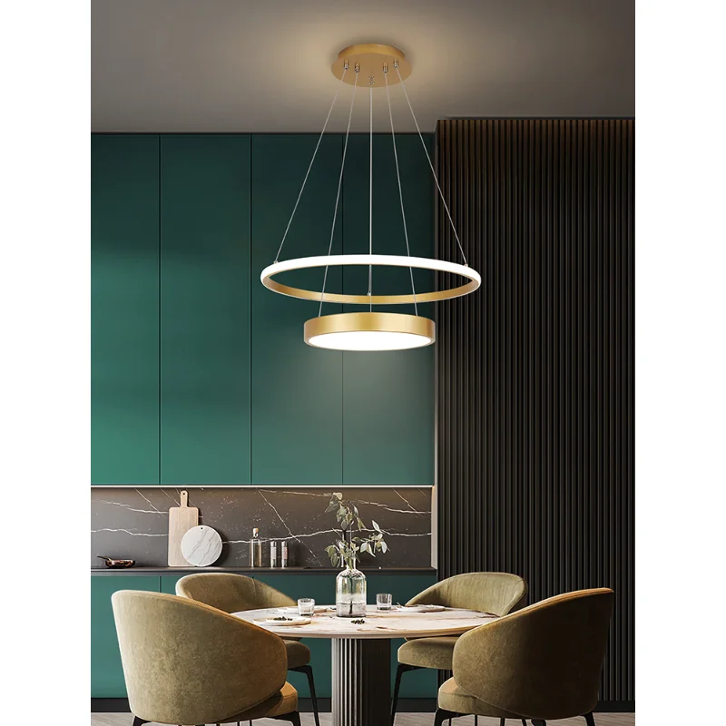 

Modern Led Pendant Lamp For Kitchen Dining Room Restaurant Gold Round Ring Circle Ceiling Hanging Chandelier Home Decor Lighting