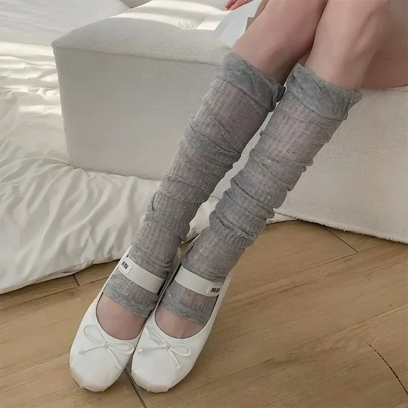 Y2k Girls Ruffles Knee Socks Girls Kawaii Ruffle Leg Cover Sweet Ballet Long Stockings Lolita Boot Cuffs Arm Warmers Hosiery