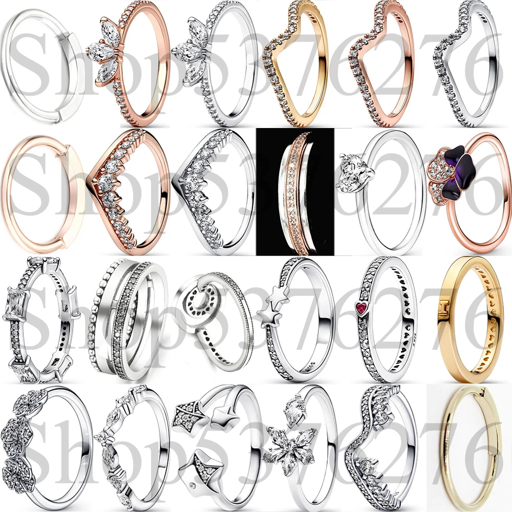 

925 Sterling Silver Shooting Stars Timeless Wish Floating Alternating My Heart Solitaire Fashion Ring For Women Gift DIY Jewelry