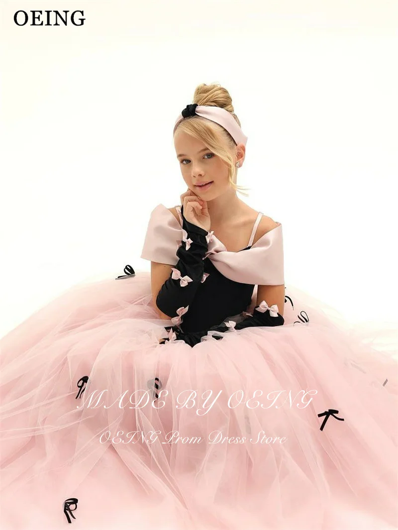 BOEING Luxus Ball Blumenmädchenkleider Schulterfrei Applikationen Hochzeitskleid Bodenlang Prinzessin Geburtstagskleid Maßgeschneidert