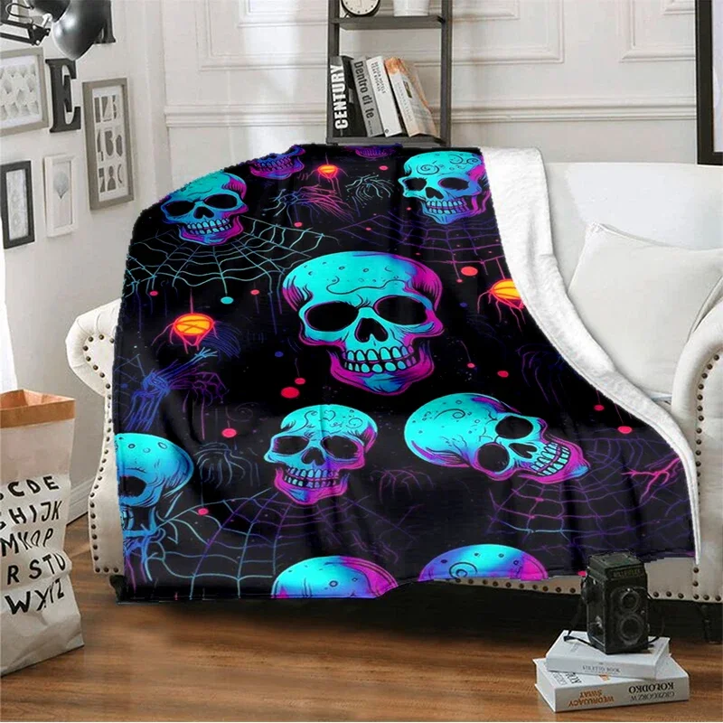 

Gothic Horror Soft Plush Blanket,3D Skull Dead Flannel Throw for Living Room Bedroom Bed Sofa Picnic Travel