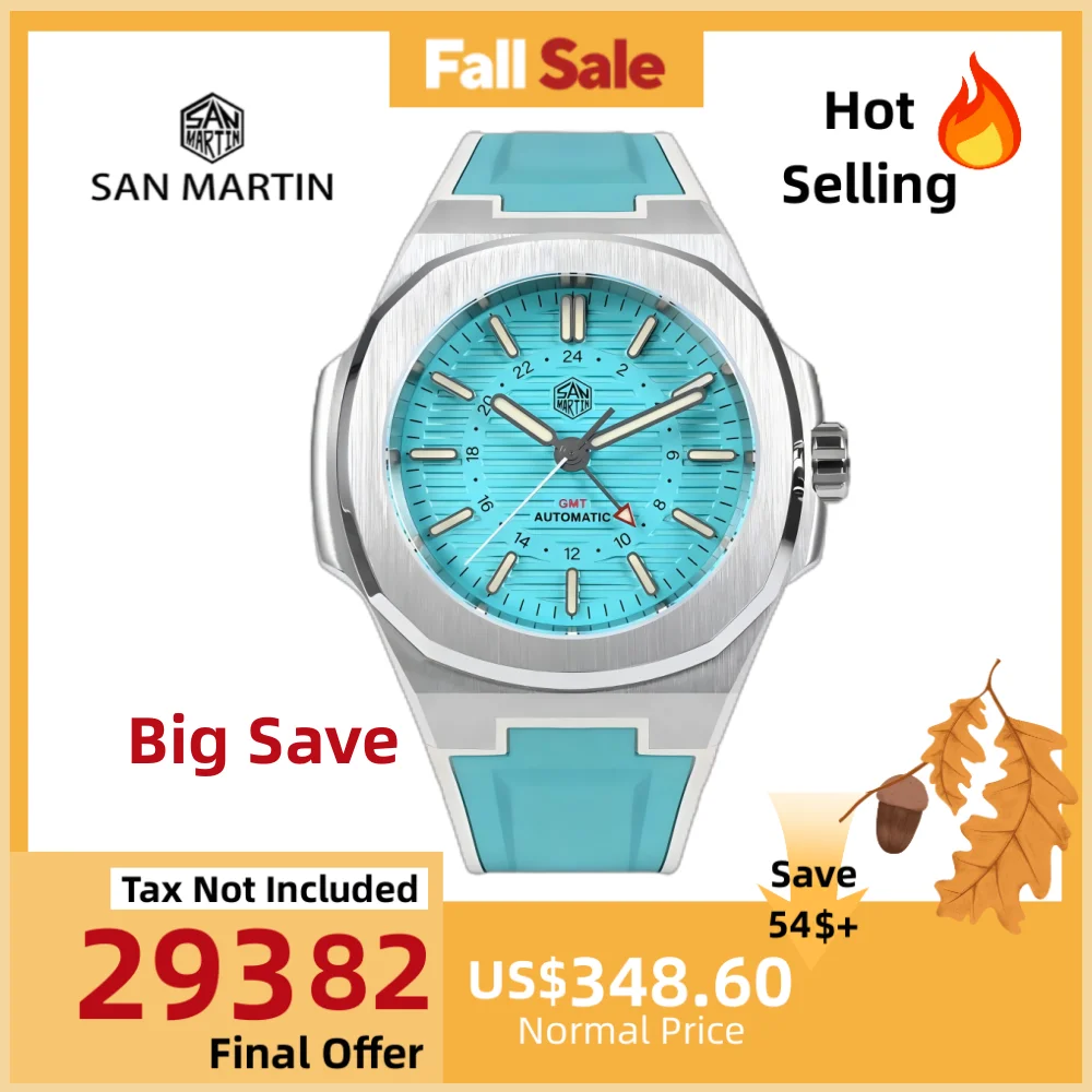 

San Martin 43mm Automatic Mechanical Wristwatches For Men GMT Watch 6460 Luxury 10Bar Luminous Relogio Masculino BGW-9 SN0075C