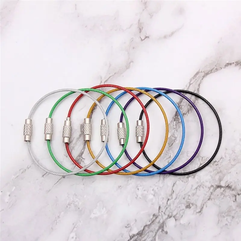 Keychain Cable 50Pcs Stainless Steel Wire Keyring, Luggage Tag Loops