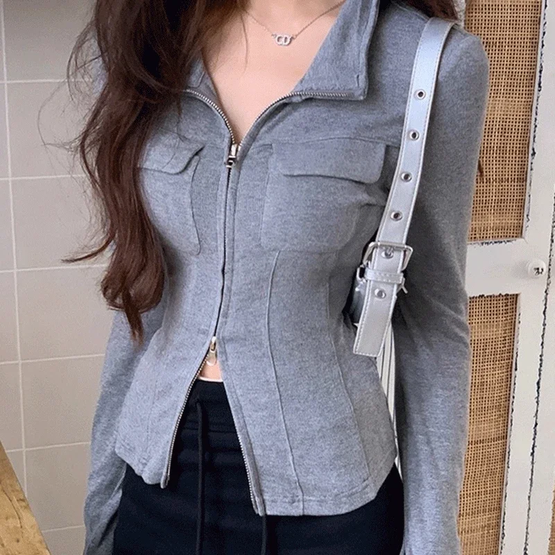 

Long Sleeve Casual Jacket Women Zipper Shirt Winter Warm Top Coats Fashion