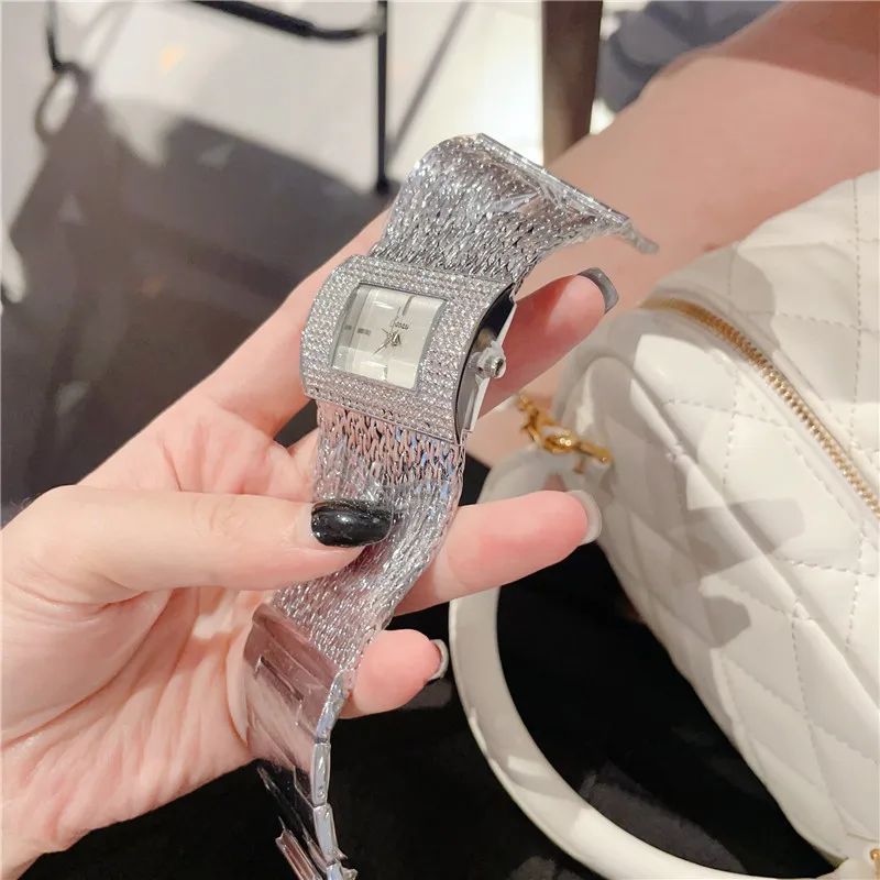 Jam Tangan Wanita Kuarsa Emas Jam Tangan Wanita Gelang Gaun Tahan Air Dial Besar Modis Mewah Jam Tangan Wanita Reloj Mujer