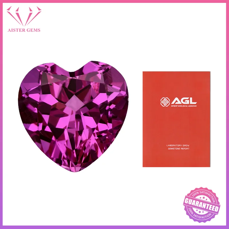 

Lab Grown Sapphire Hot Pink Color Heart Cut Loose Gemstones With AGL Certificate for Jewelry Making
