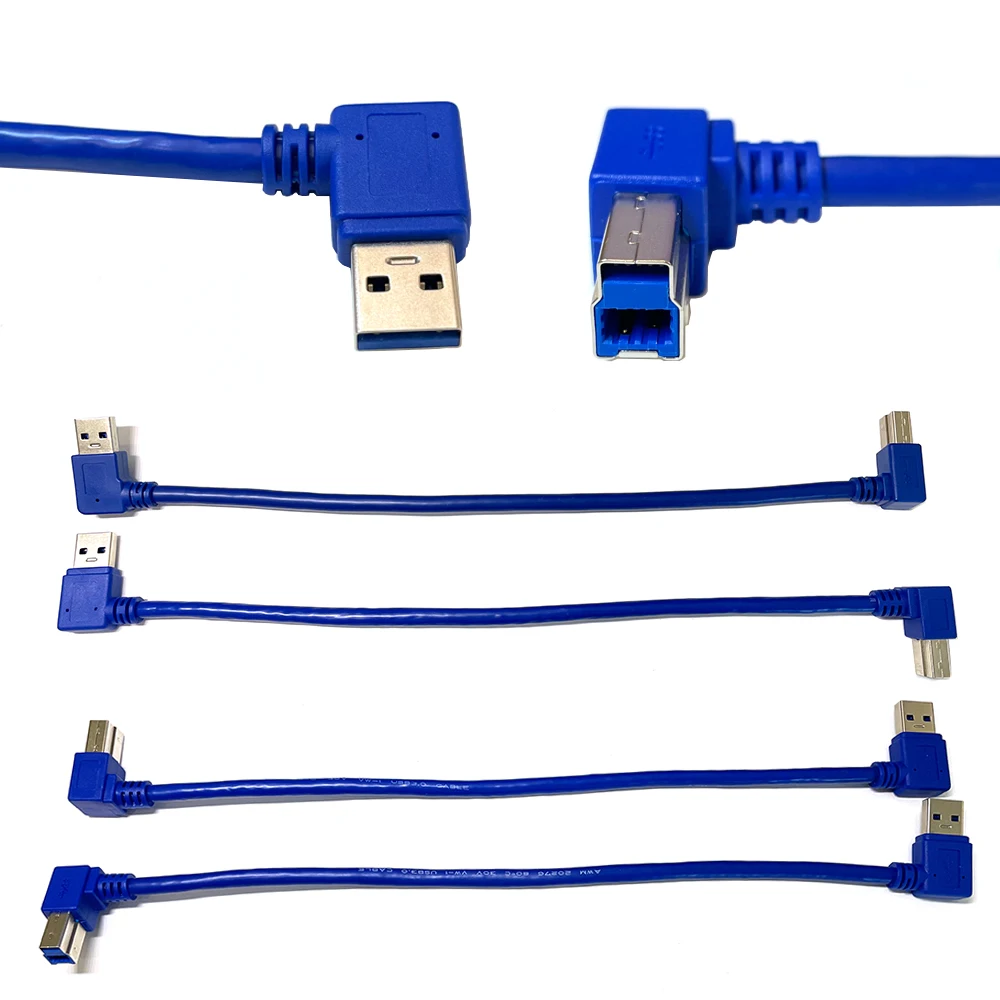 

1pcs USB 3.0 Type A Male to B Male Cable 90 Degree Left Right Angeld Type B Replacement Data Cartridge Printer Cable 0.3m