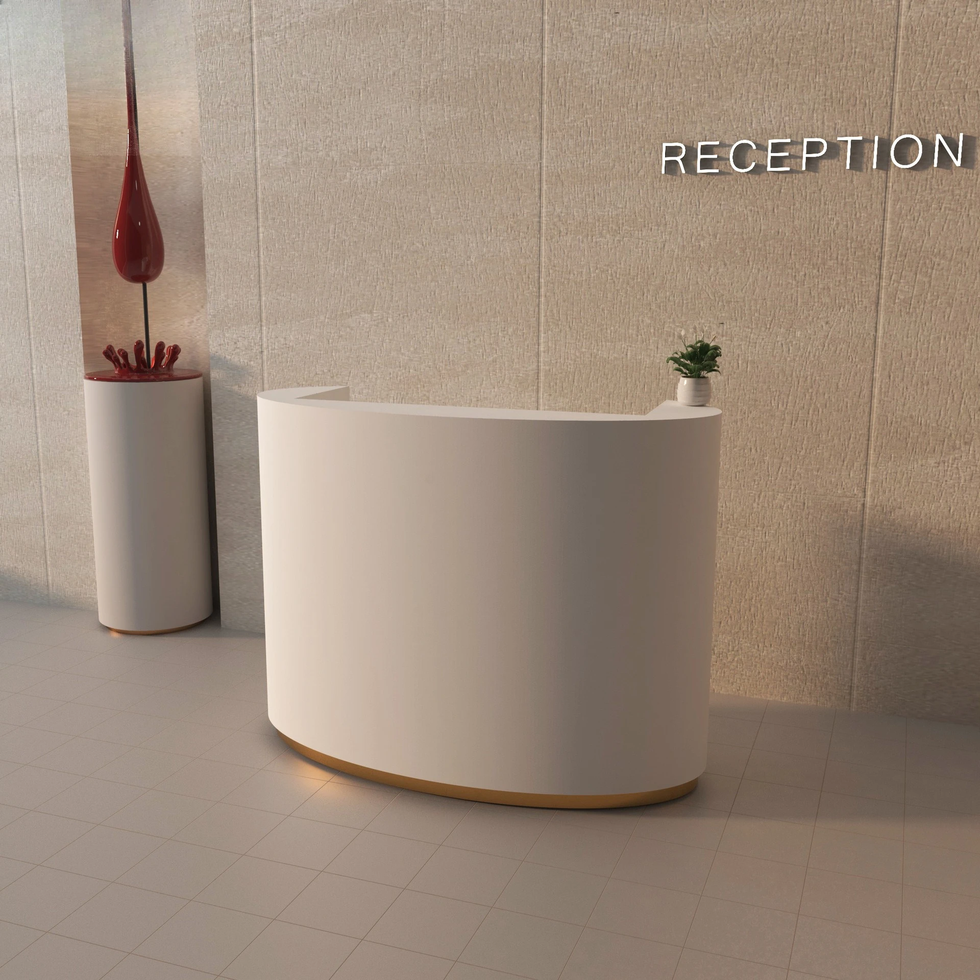 

Small information desk Exhibition hall Service desk Reception desk Simple modern paint checkout page Clothing store Reception