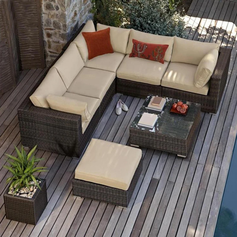 

Outdoor sofa rattan sofa creative balcony hanging chair rattan chair outdoor courtyard hotel rattan combination