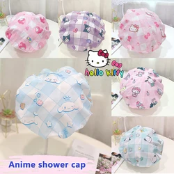 Sanrio Pattern Shower Cap Hello Kitty Kuromi Melody Double Layer Shower Dust Proof Sanitary Hat Cartoon CapWaterproof Hair Care