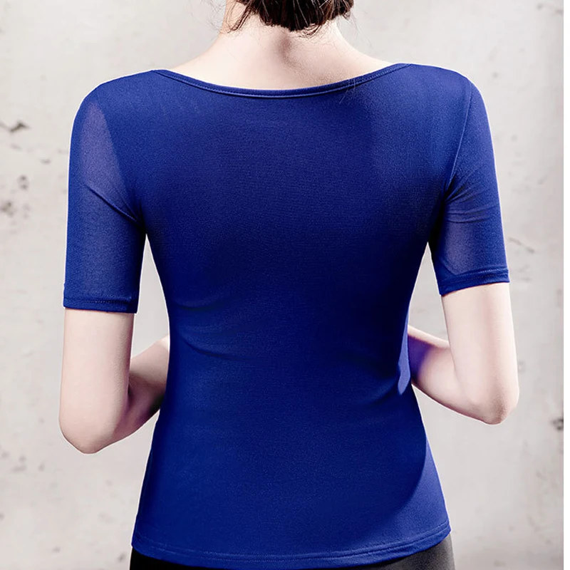 MadBlack-Women's European T-Shirt, Sexy V Neck Folds Patchwork, Streetwear Half Sleeve Slim Mesh S-3XL Tee, 2025 Summer T56279CC