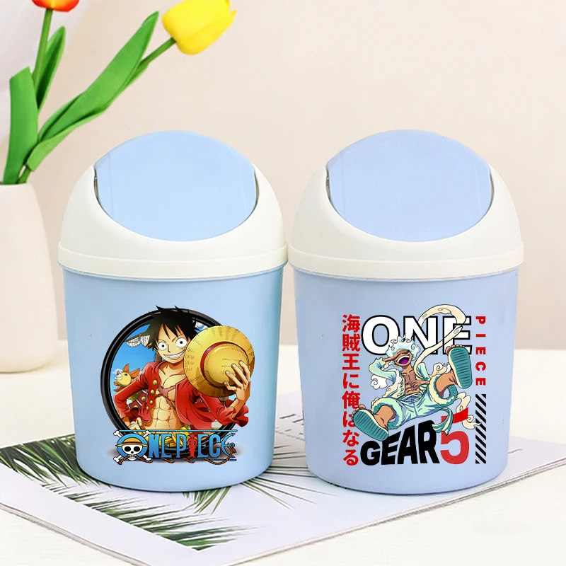 

One Piece Mini Fashion Trash Storage Box Anime Cartoon Printed Desktop Trash Can Men Women Workspace Garbage Storage Bin Gifts