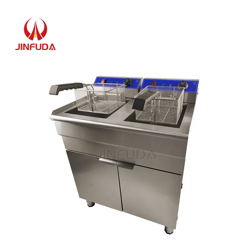 Freidora de Pollo Comercial de 18L+18L para Restaurantes, Nueva Freidora de Acero Inoxidable Tipo KFC con Fuente de Alimentación Eléctrica