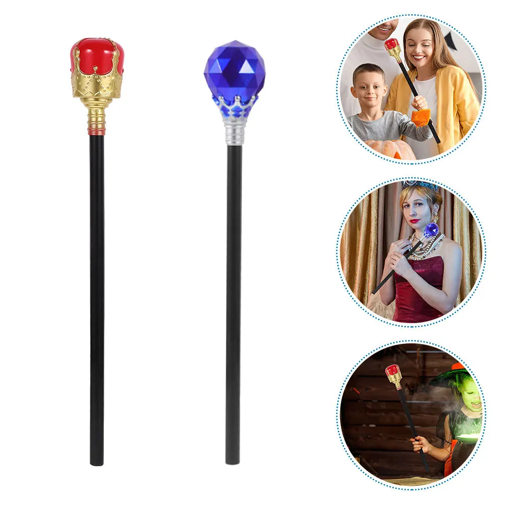 

2Pcs Halloween King Wand Cosplay Cane Prop Role Play Royal King Walking Stick Halloween Party Decoration Decorative Cane