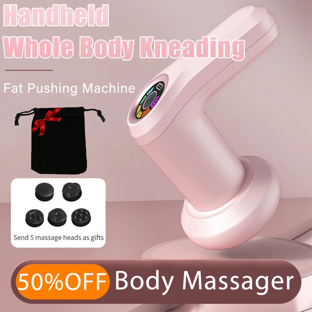 

Massage Gun Wireless Charging Fat Pushing Machine Handheld Portable Massage Stick Neck Waist Shoulder Kneading Tool Pink & White