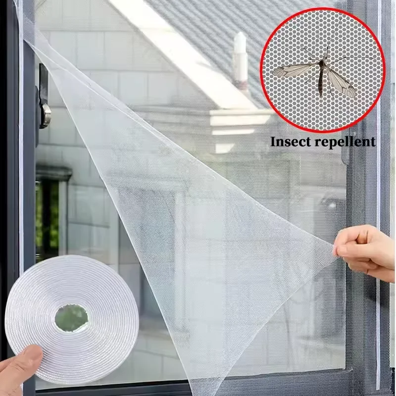 Fenster-Moskitonetz Selbstklebend Anti-Mücken Türvorhang 1/2 Stück Staubdichtes Moskitonetz DIY Frei Zuschneidbares Moskitonetz-Vorhang