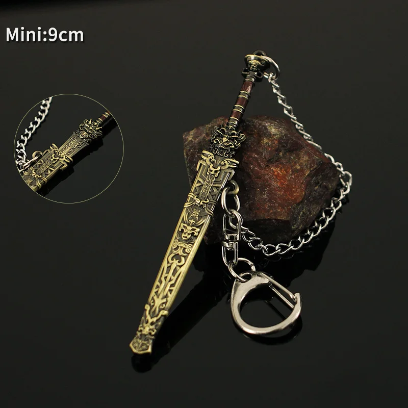 China Ancient sword Fengshen KeyChain Katana Ancient Han Sword Weapon with Sheath Metal Weapon Toy Key Chain for Boys