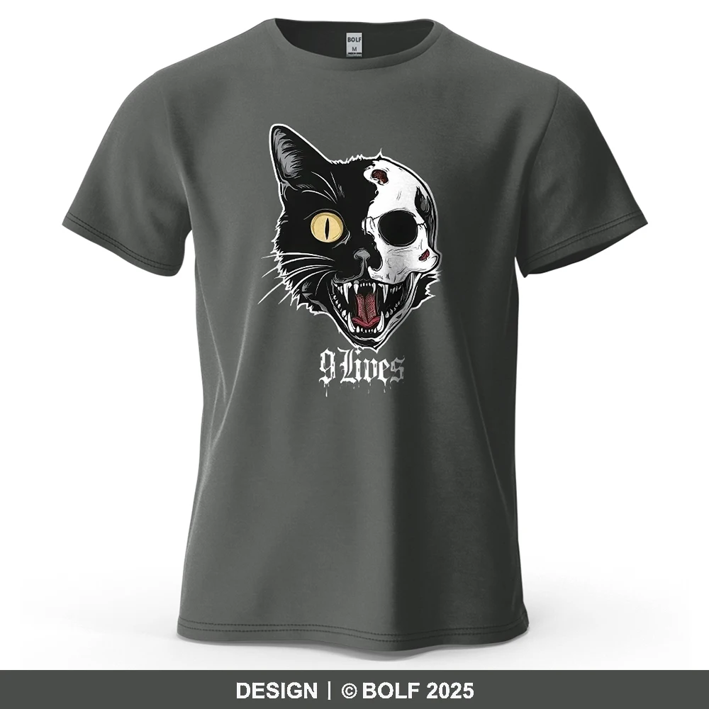 

Cat Skull Edgy Printed Men's T-Shirt 100% Cotton Oversized Unique Graphic Tees for Women Tops Tees Streetwear