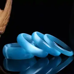 Genuine Bright Light Blue Natural Cat Eye Bangle Bracelet Fine Opal Gemstone Jewelry Lucky Gifts For Woman Drop Shipping