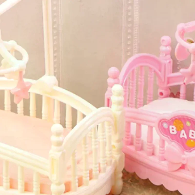 1/12 Dollhouse Simulation Mini Crib Baby Bed Model Bedroom Furniture Accessories For Dolls House Decoration Kids Toys Gift