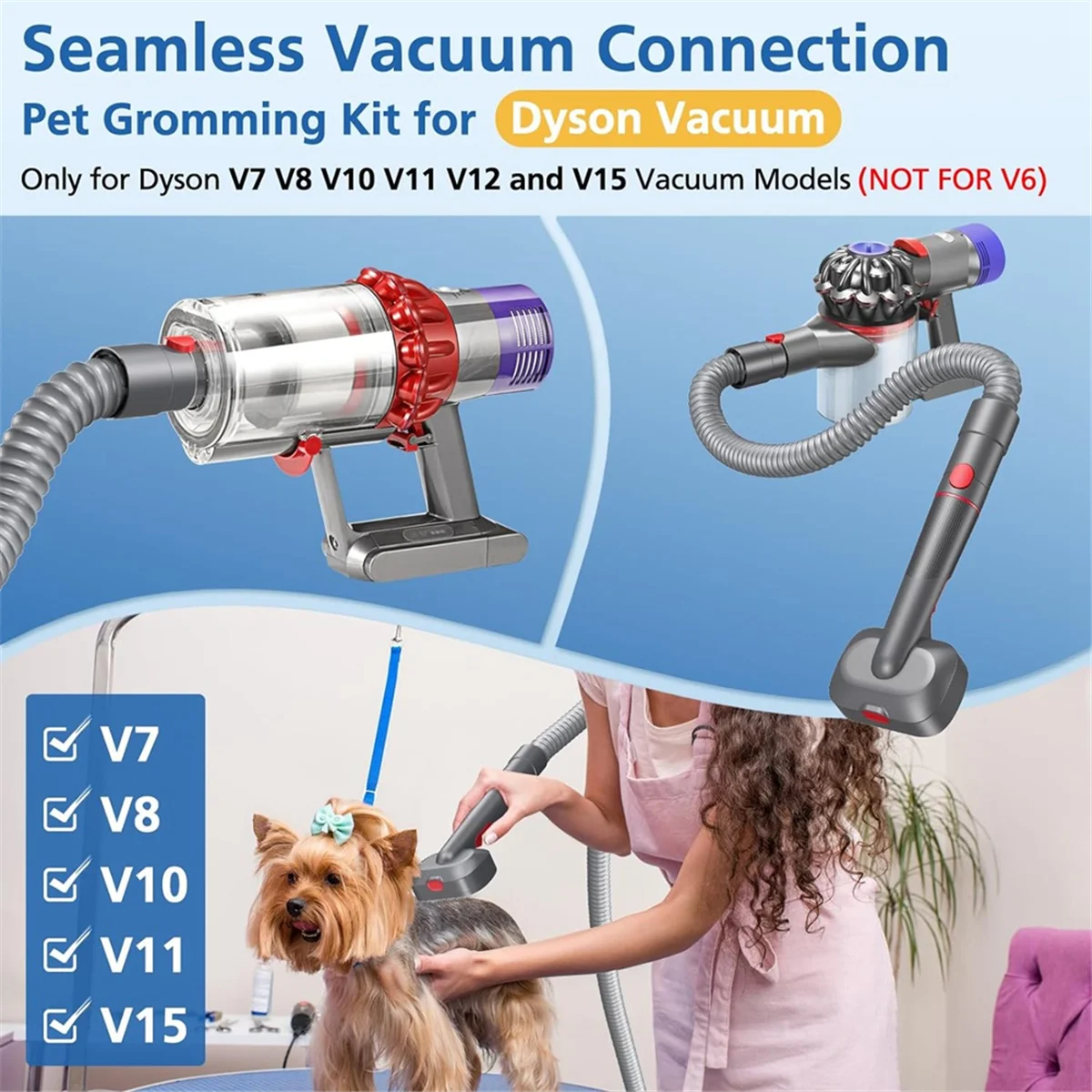 Pet Dog Grooming Attachment Kit for V7 V8 V10 V11 V12 V15 Vacuums, Dog Deshedding Brush Attachment