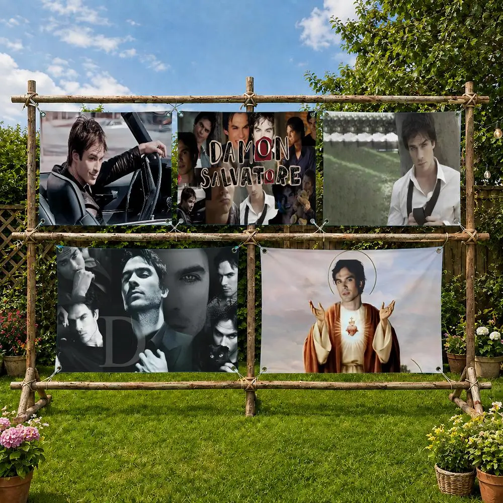 Damon Salvatore Film Cool Flags Flag Soft skin-friendly Durable Tapestry Outdoor party Home living room bedroom Decoration