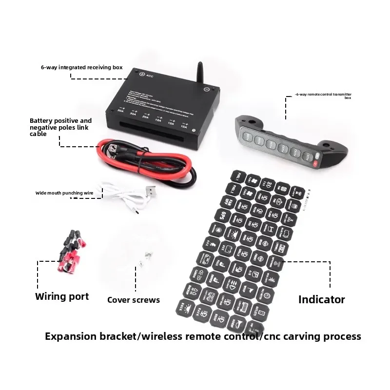 For Haval H9 2024-2026 Car A-pillar 6 Gang Switch Panel LED Spotlight Integrated Remote Control Handle Switch Off-road Modified