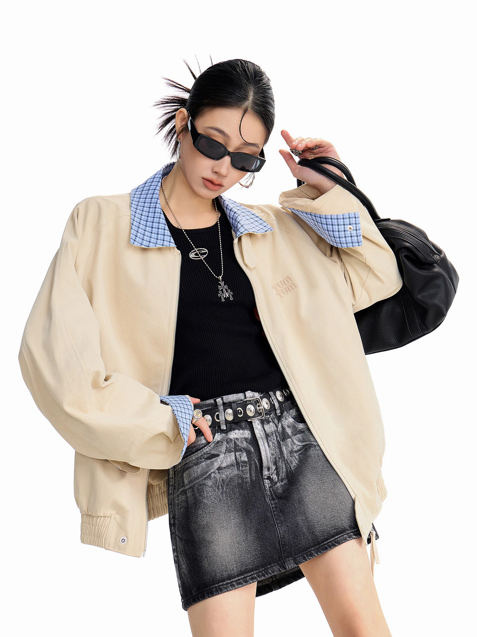 

Ich Mode American Sle, свободное женское пальто в красную клетку в клетку, осенне-зимнее хлопковое длинное женское пальто Sve irt