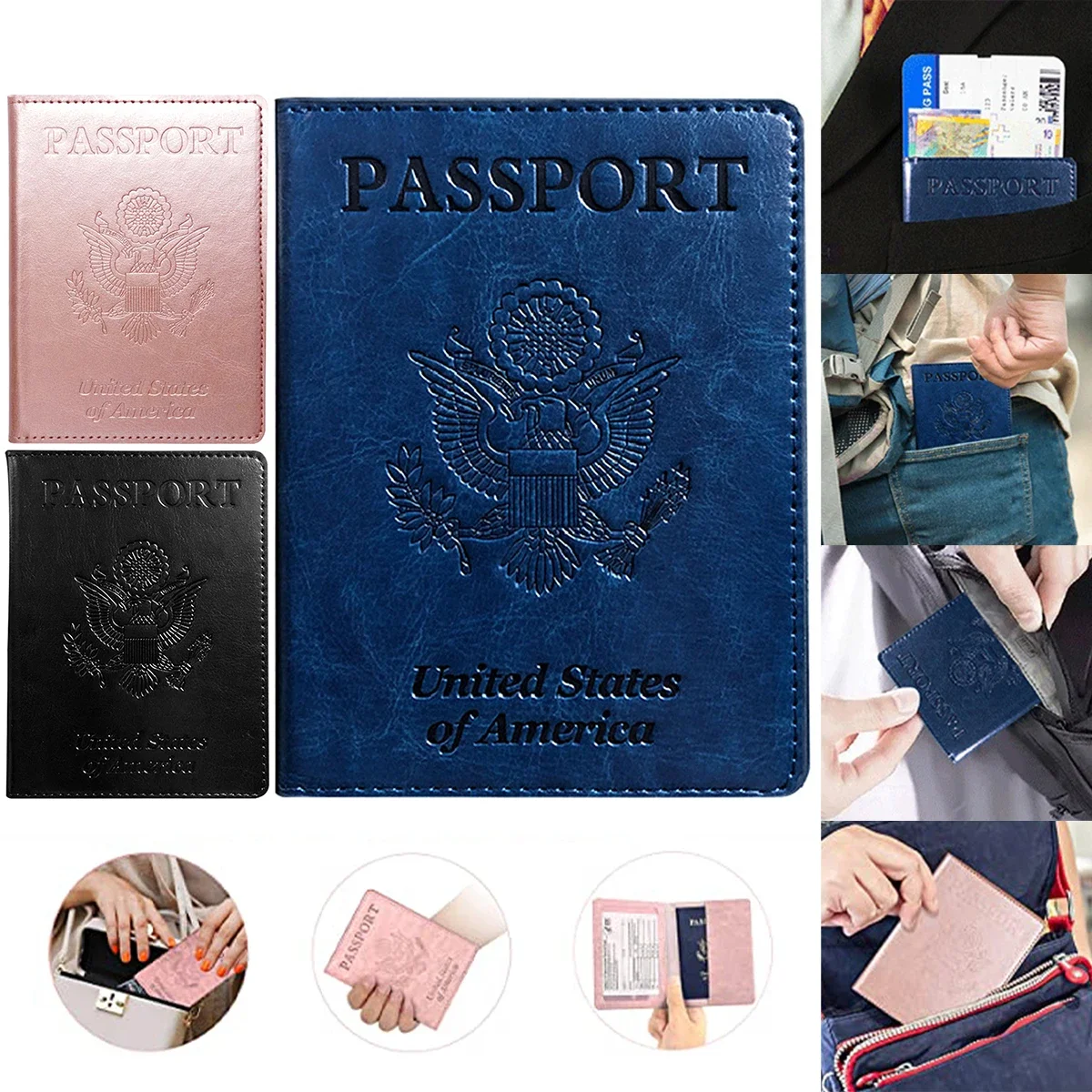 

RFID Passport Holder Business PU Leather Passport Wallet with Card Slot Portables Classic Travel Passport Case Protector