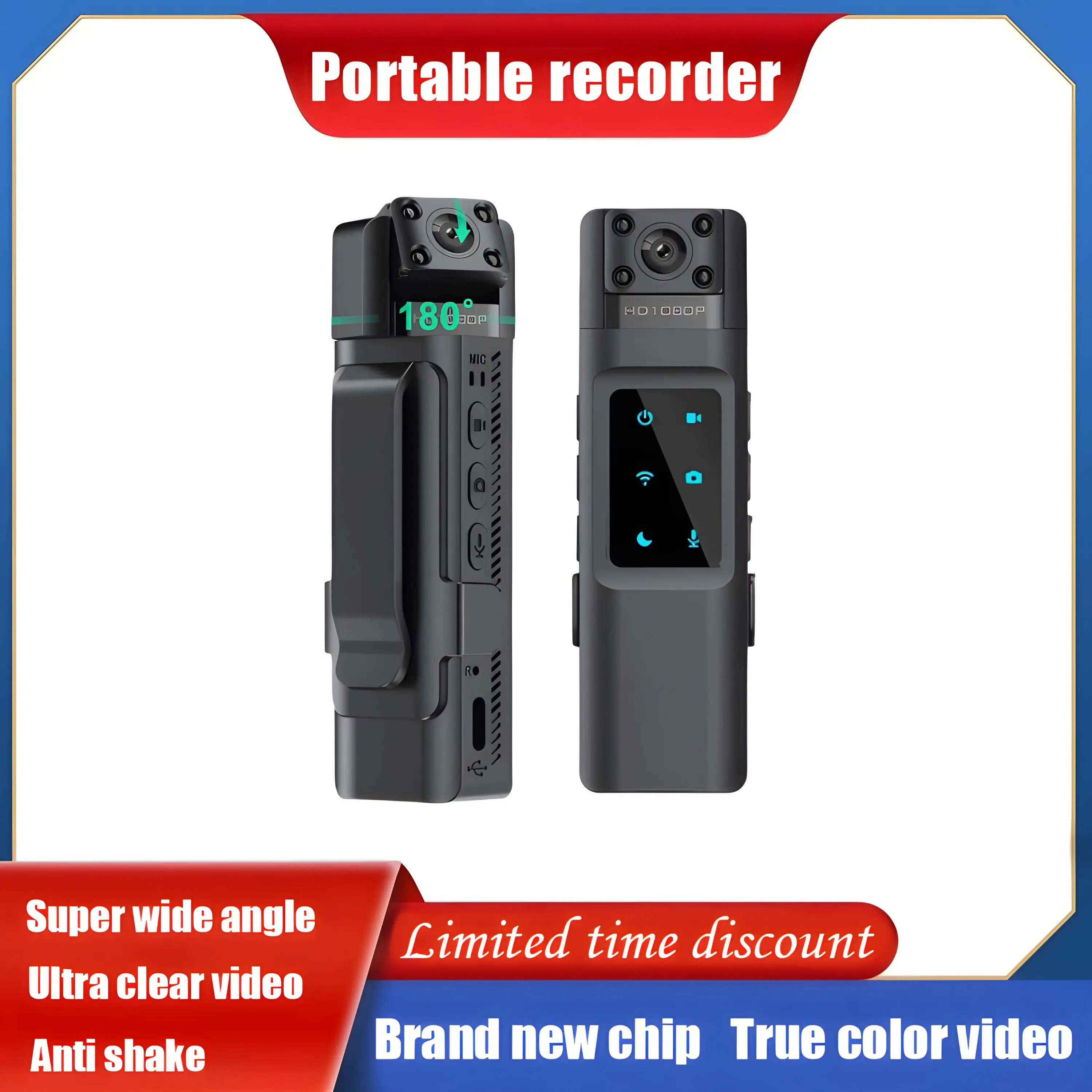 

Portable Mini HD Action Camera Mount Recording Device Personal Videocamera for Outdoor Life Equipment Compact Handheld Back clip