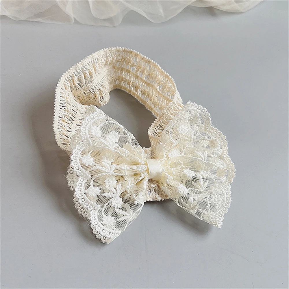 Lacos De Cabelo Infantil Laços De Cabelo Infantil Tiara De Cabelo White Flower Lace Hair Bandas para menina Headband Bow Cute Crianças Elastic Hairbands Newborn Headwear Acessórios para cabelo para crianças Gift