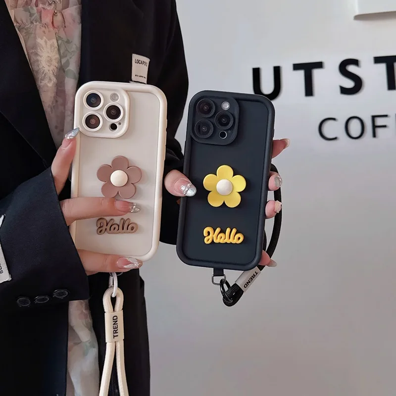 Casing Ponsel Tali Bunga untuk OPPO A5X A5 Pro A60 4G 5G OPPO Reno 14 Pro 14F 8T 8Z 7Z Realme 14T 14 C71 Penutup Tali Silikon Lembut