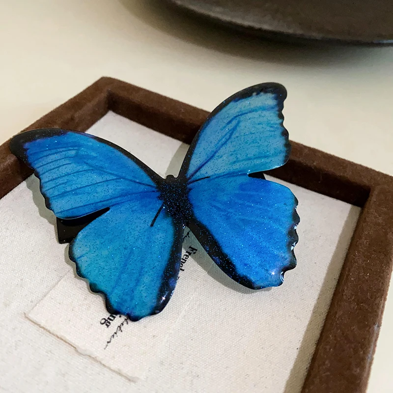 Fairycore Blue Butterfly Duck Hair Clips For Women Pastoral Style Fairy New Premium Design Sense Fashion Luxury Accessories K1