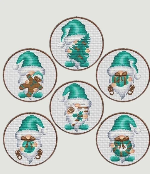 Six Christmas Dwarfs 43-41 DIY Needle Work Cross Stitch counted Cross Stitch Kit  28ct 14ct 32ct Metallic cotton aida