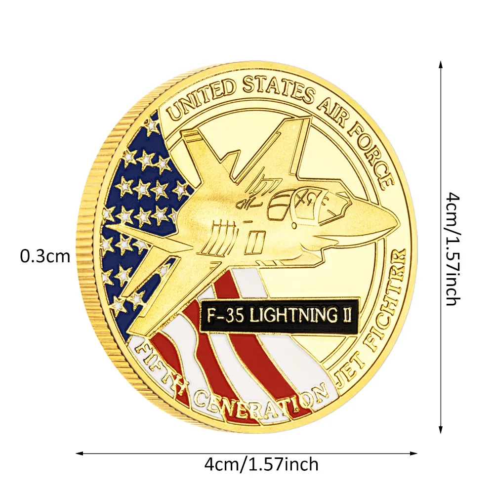 الطائرات المقاتلة الأمريكية العملات العسكرية سلاح الجو F-35 البرق المقاتلة العملات التذكارية التحدي عملة ديكور المنزل #4