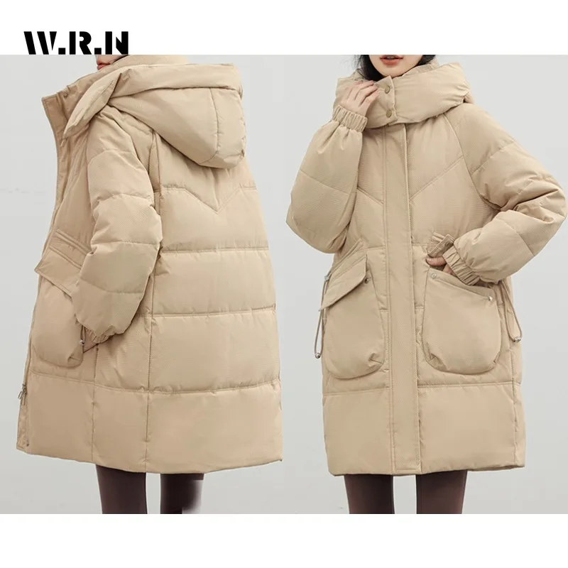 Women Casual Basic Long Sleeve Single Breasted Hooded Parkas 2023 Winter Oversized Outerwear Jacket Fashion Warm Solid Coat