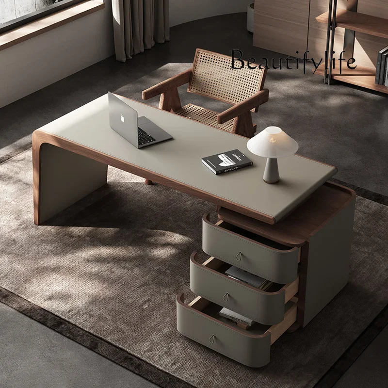 Solid wood desk living room slate computer table Italian minimalist senior office study table