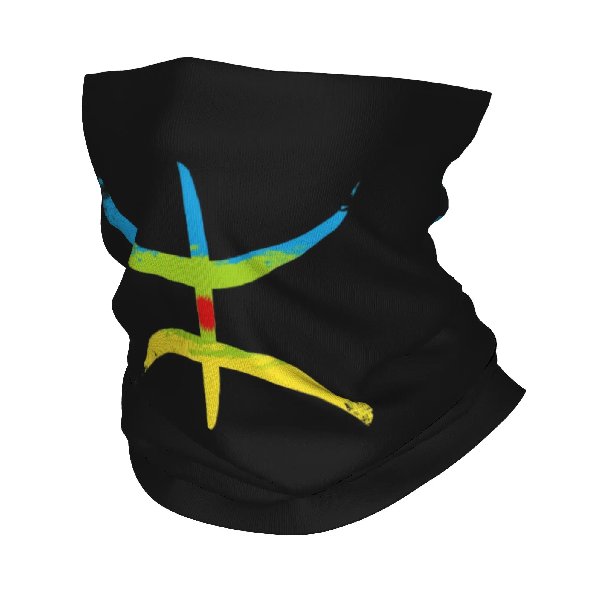 Custom Amazigh Flag Bandana Winter Neck Warmer Women Windproof Wrap Face Scarf for Hiking  Gaiter Headband