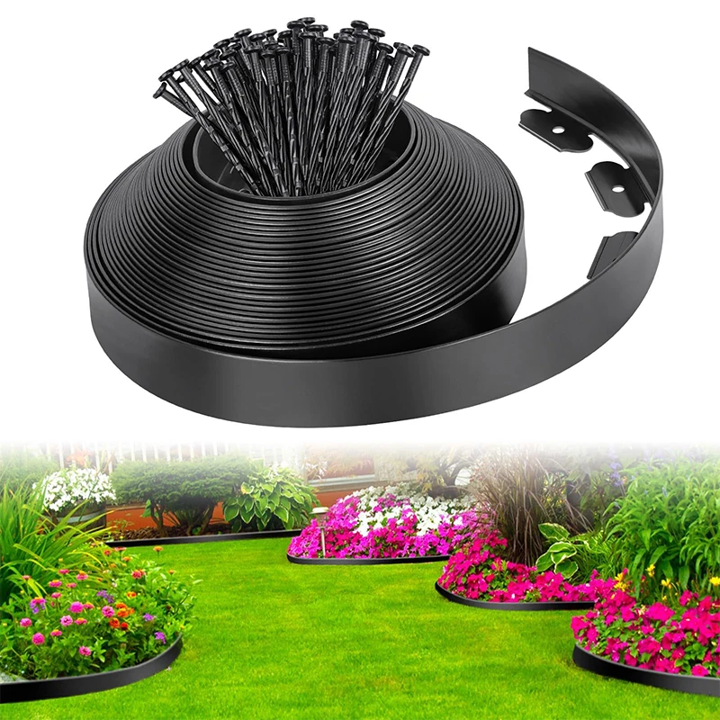 

Landscape Edging Garden Plastic Lawn Flexible Flower Beds Tree Surrounds Yard Pathway Border Anchoring Spikes Kit Landscaping